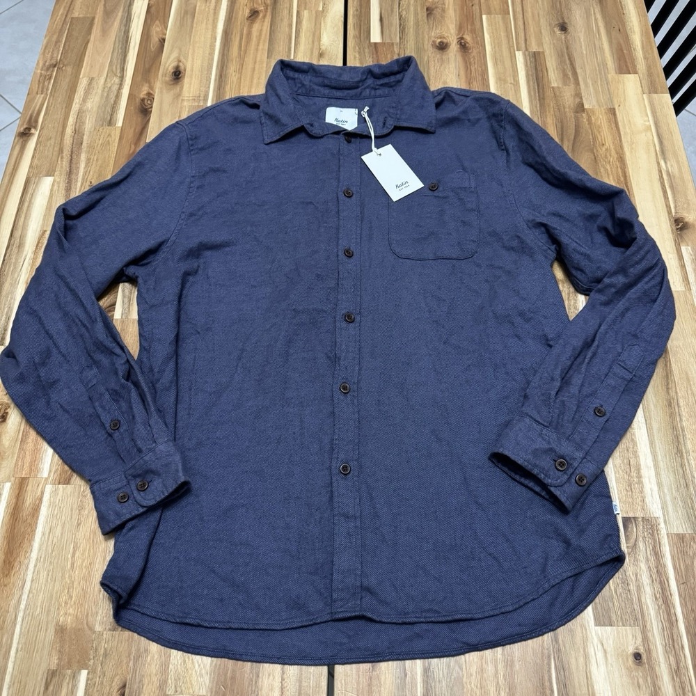 Katin Shirt Mens L Blue Twiller Flannel Long Sleeve Button Up Woven Casual NWT